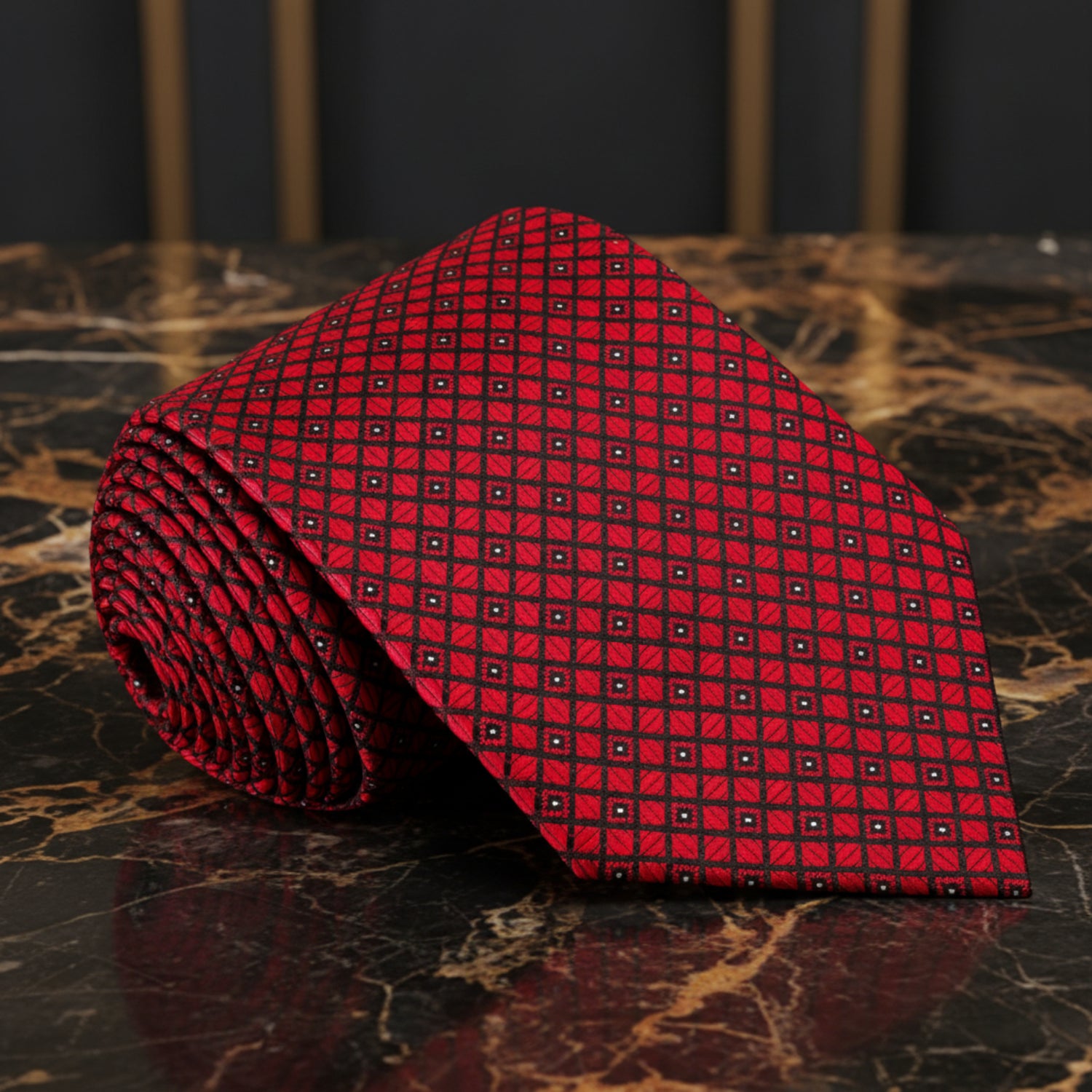 Red Geometric Tie  
