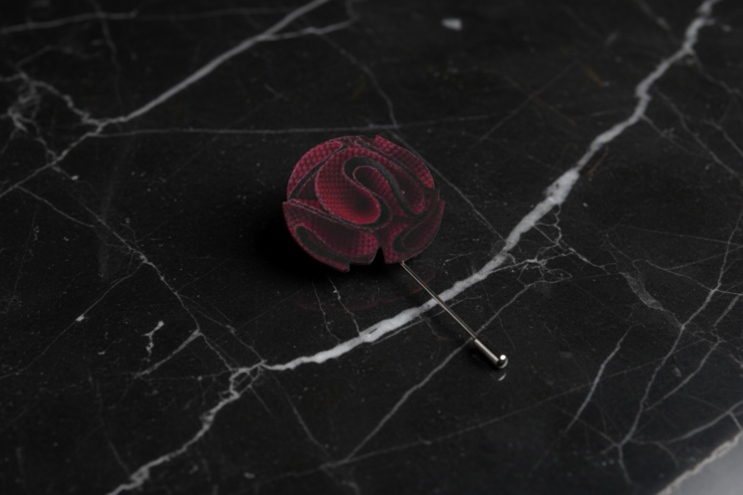A Deep Red Textured Burst Lapel Pin||Deep Red