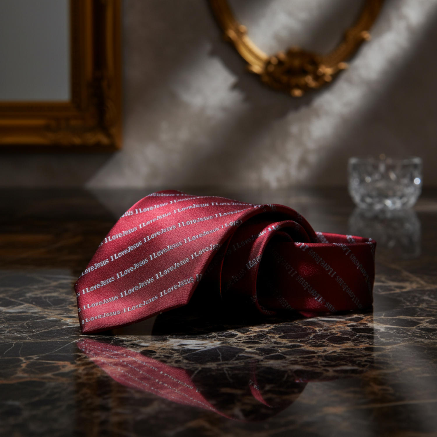 Single Zipper: Single Tie: Carmine Red, Grey I love Jesus Tie