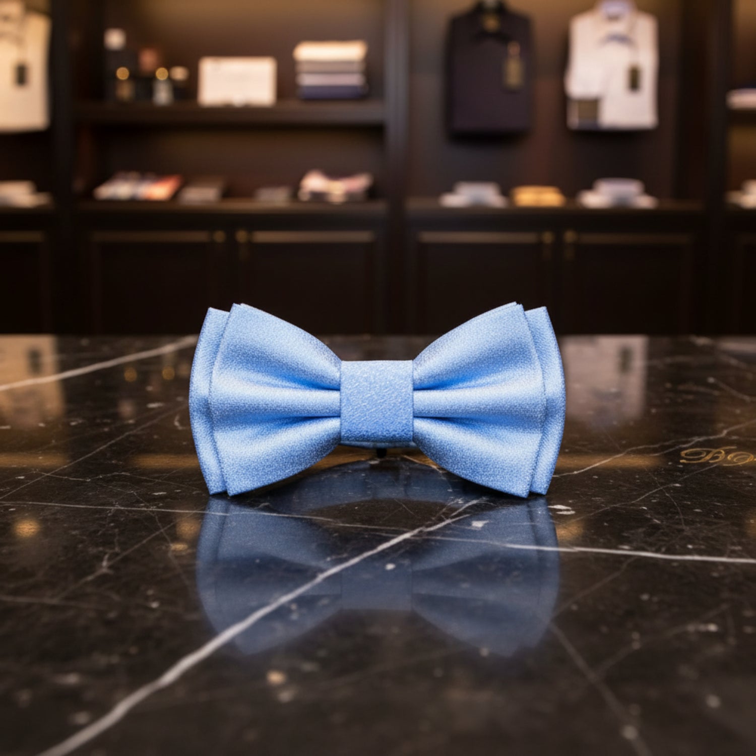 Boys Sky Blue Textured Pre-Tied Bow Tie for Formal Outfits