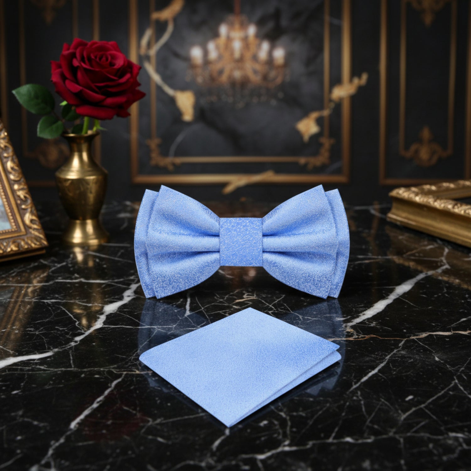 Carolina Shimmer Bow Tie and Pocket Square