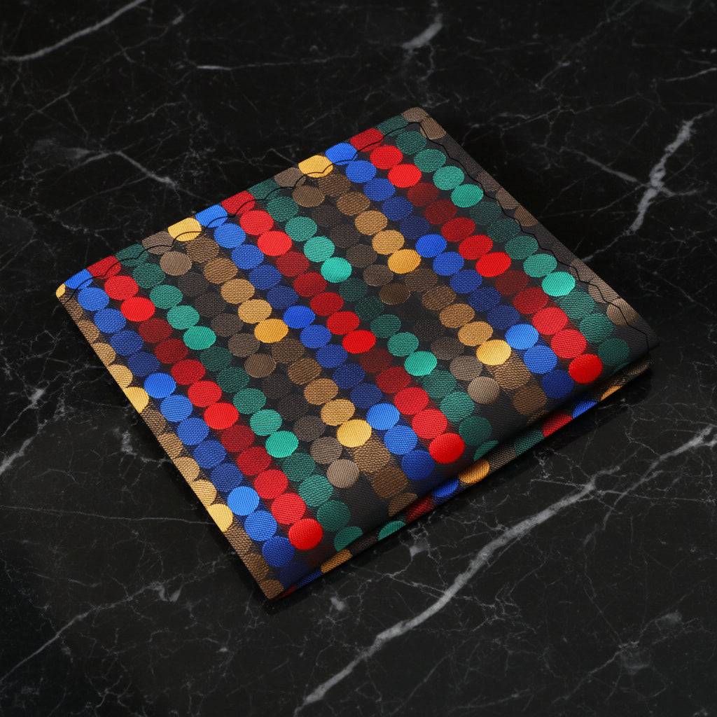 A red, Green, Blue Polka Pattern Pocket Square