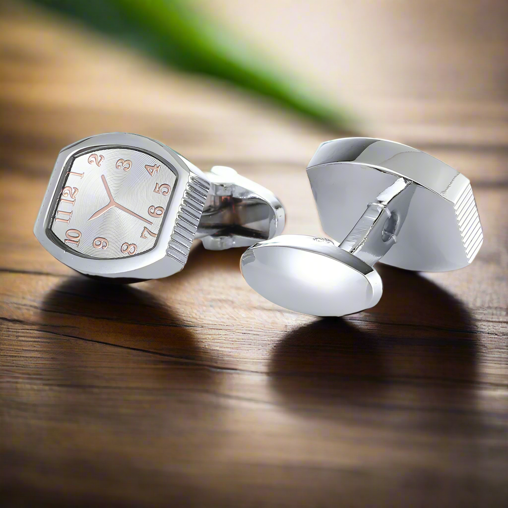 Silver Shield Watch Cufflinks 