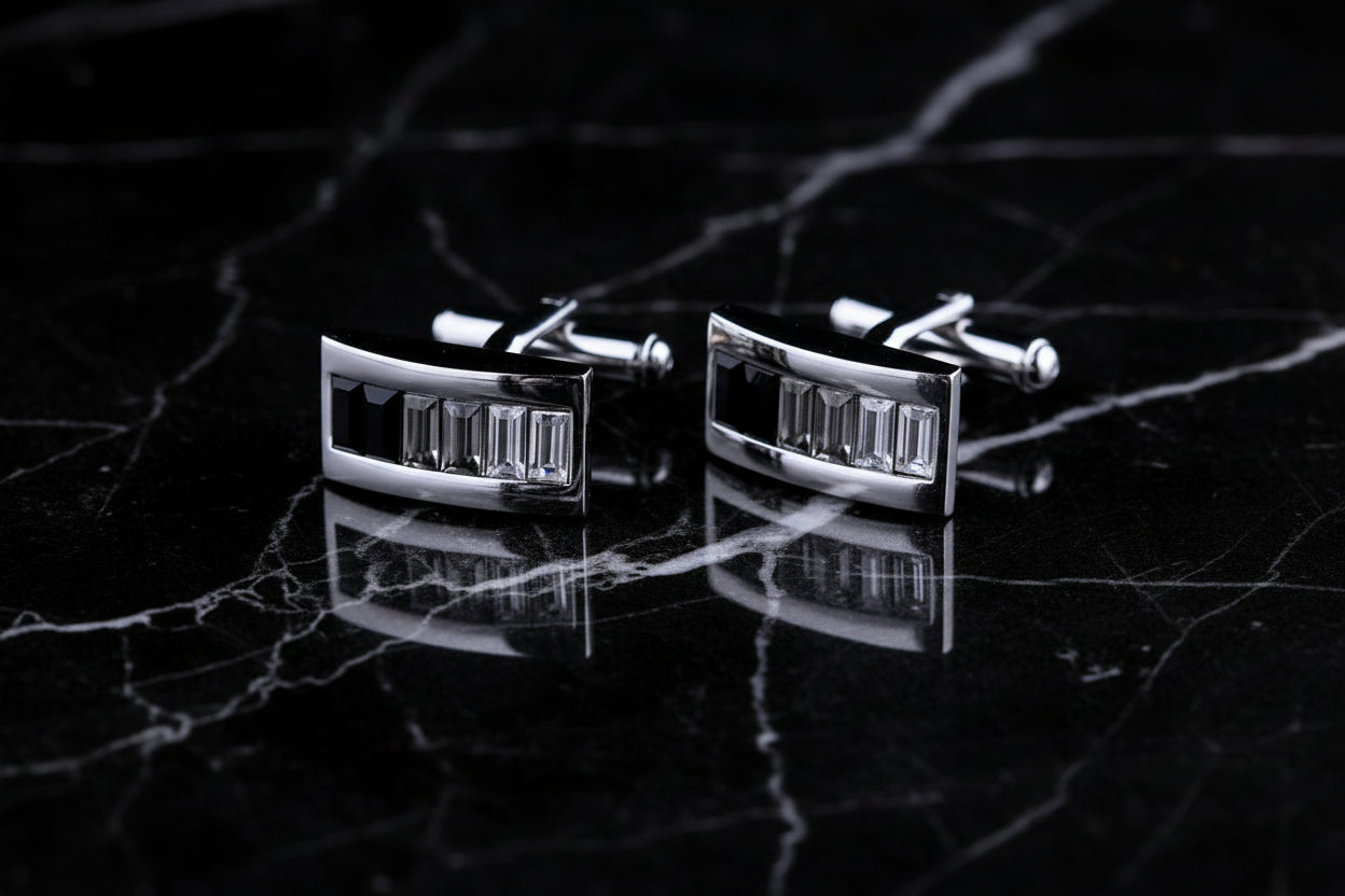 Black, Clear Stone Cuffs||Black, Clear