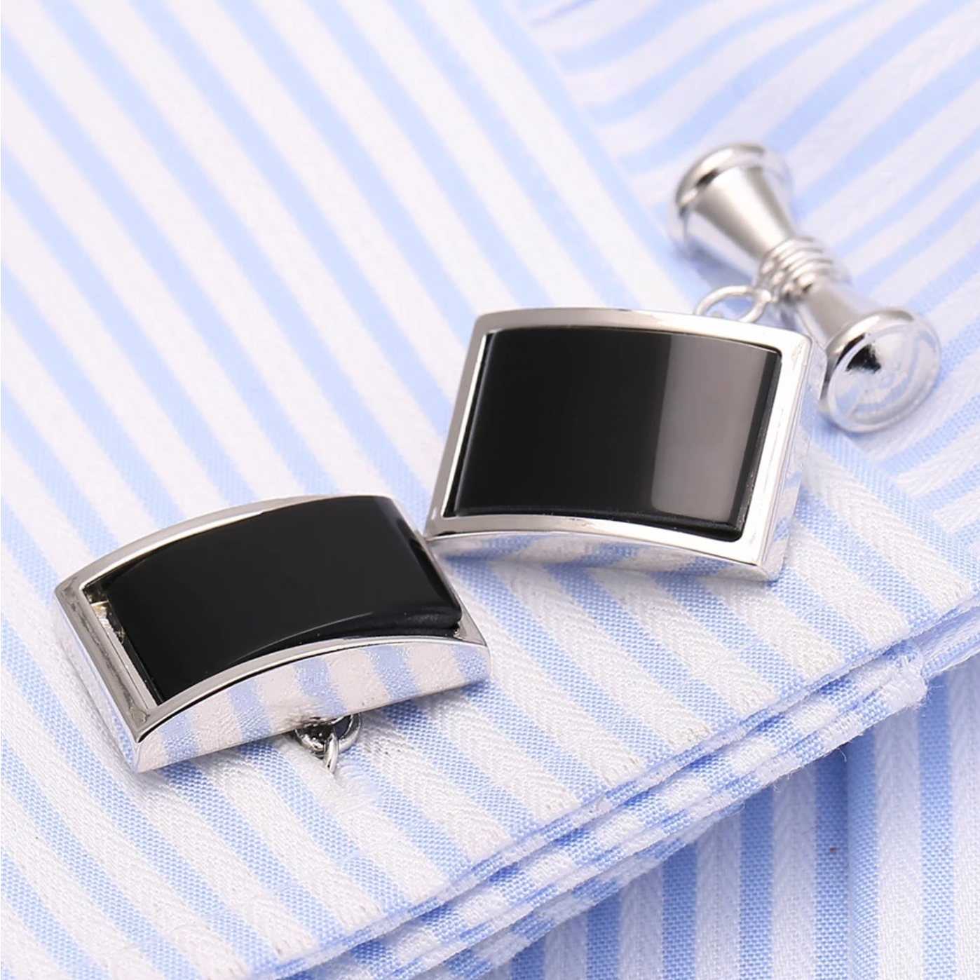 Chrome and Black Cuff-links