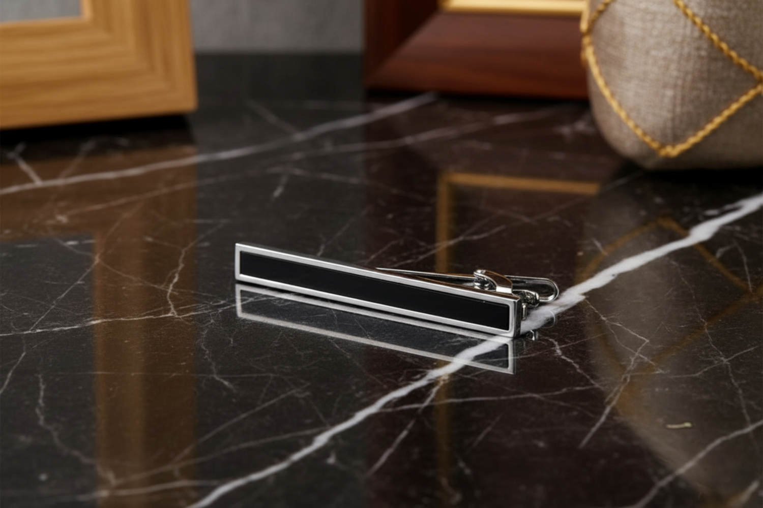 Chrome and Black Tie Bar 