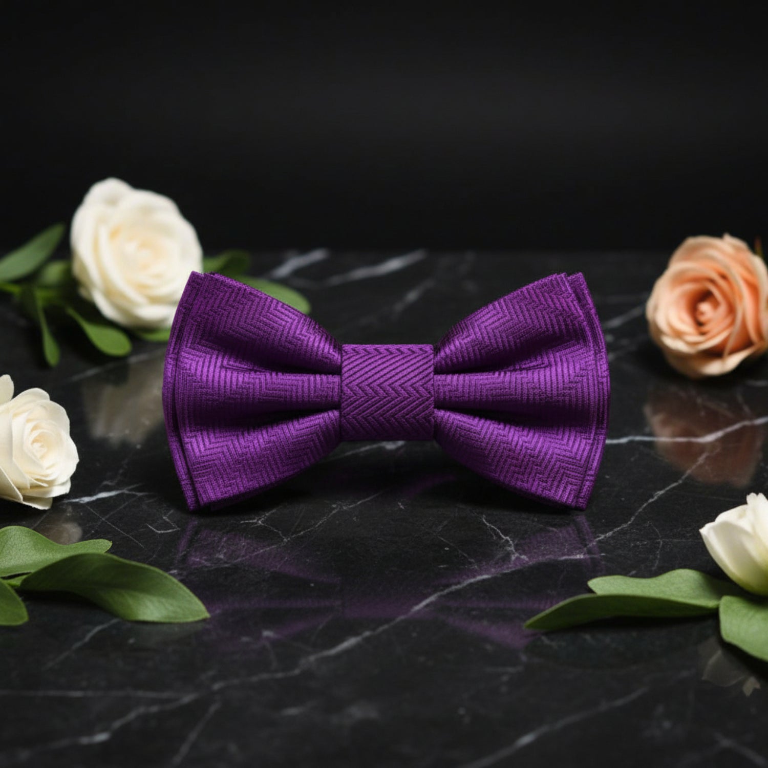A Classy Purple Solid Pattern Self Tie Bow Tie 