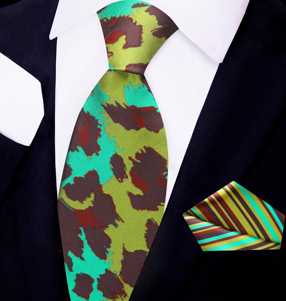Earth Cheetah Tie and Pocket Square