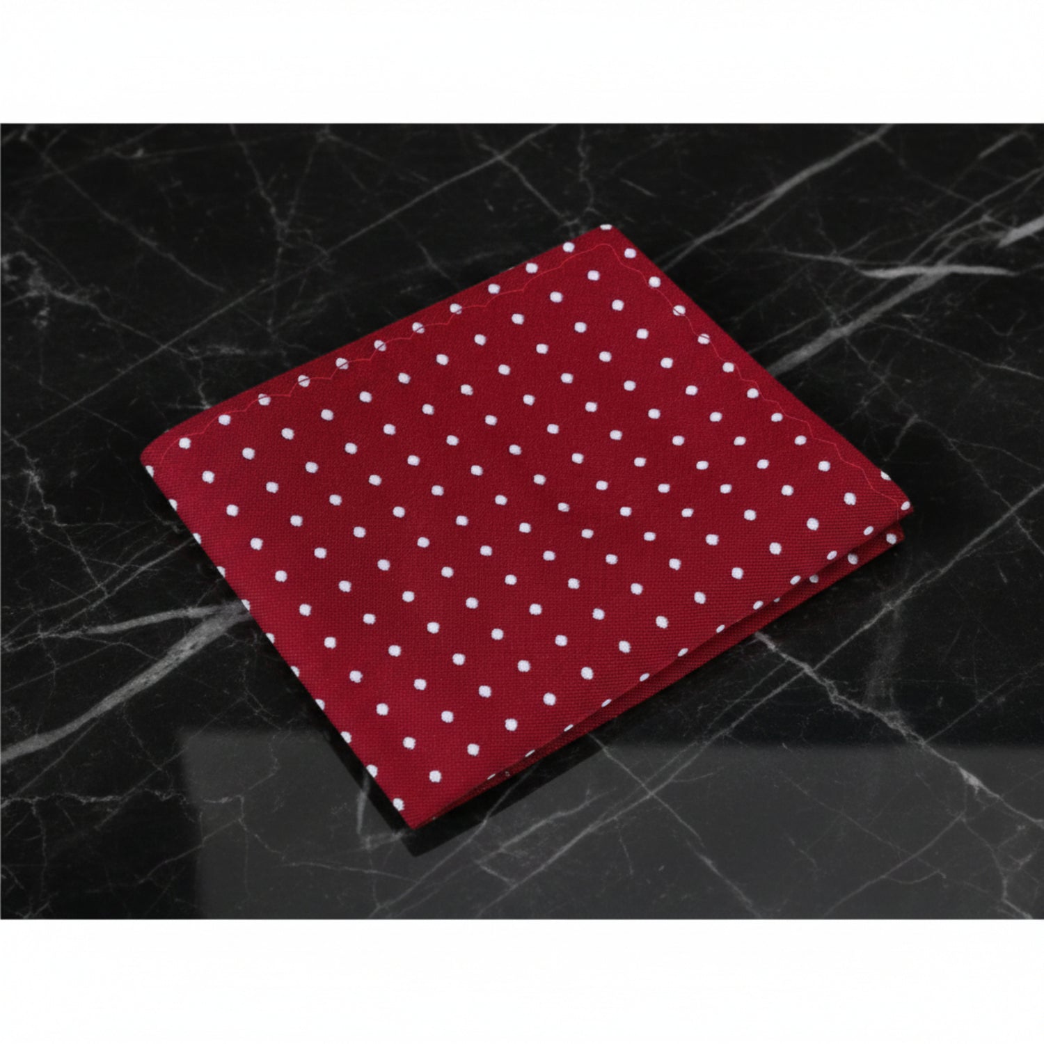 Burgundy, White Polka Dot Pocket Square