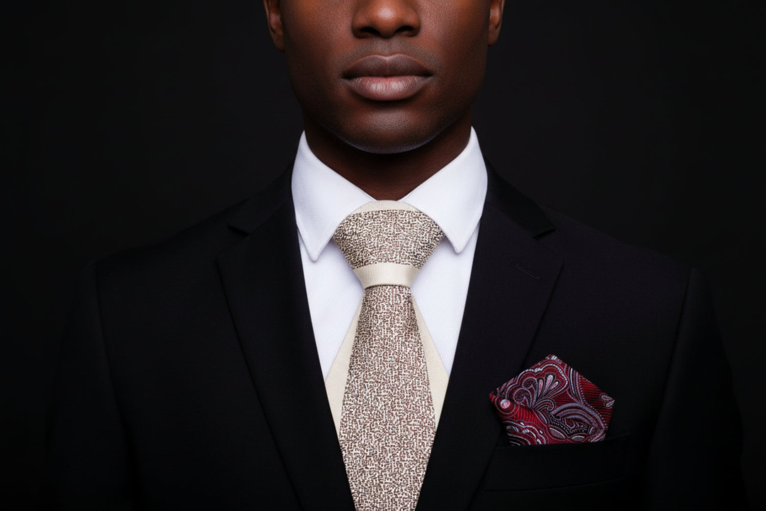 Cream and Brown Abstract Tie and Accenting Square