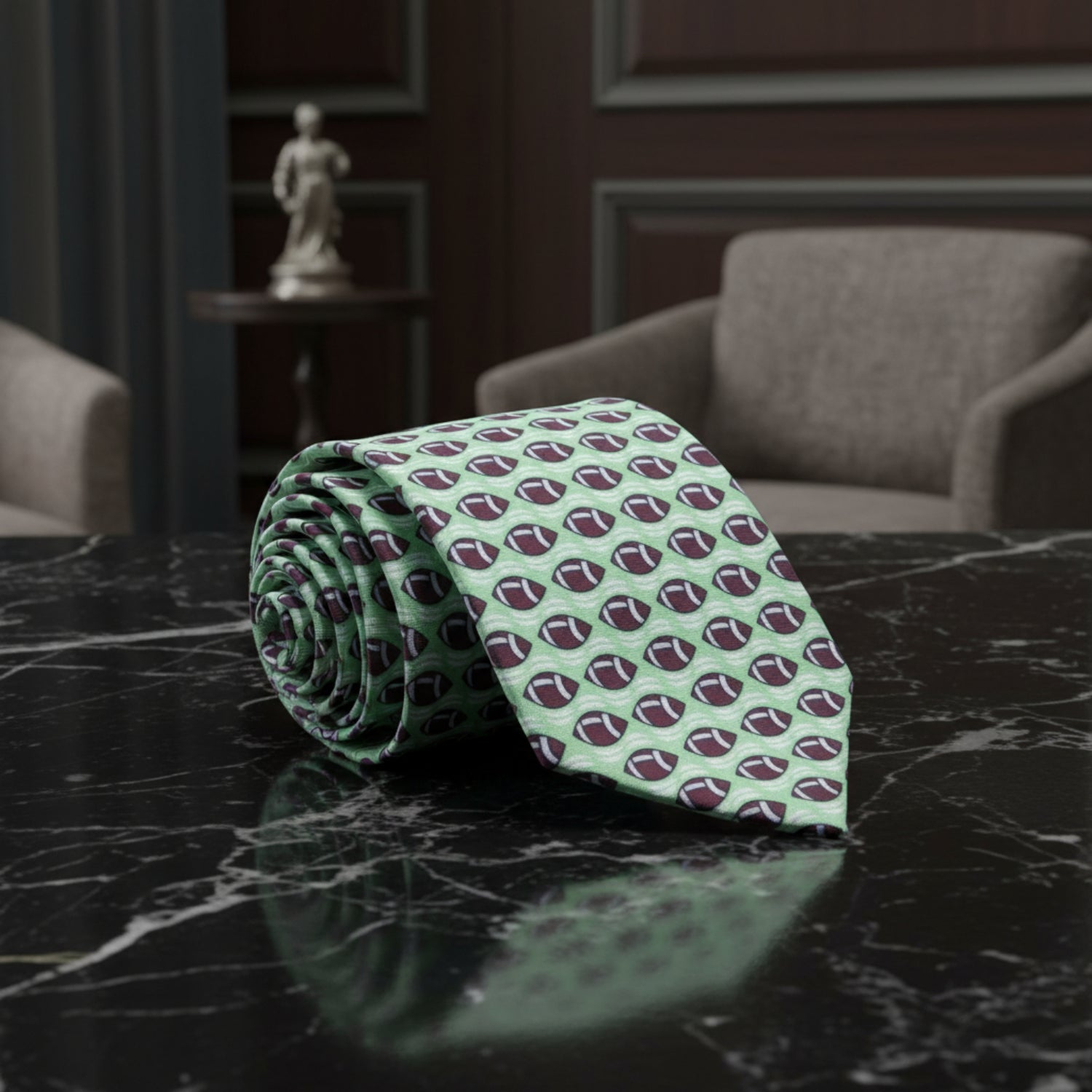 Green Brown Football Tie