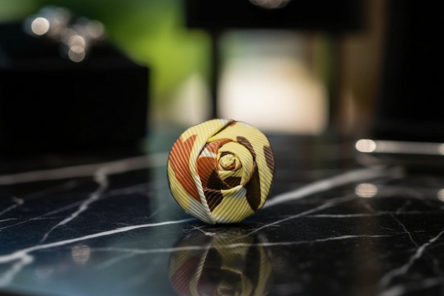 A Yellow Brown Camo Pattern Lapel Bud Flower