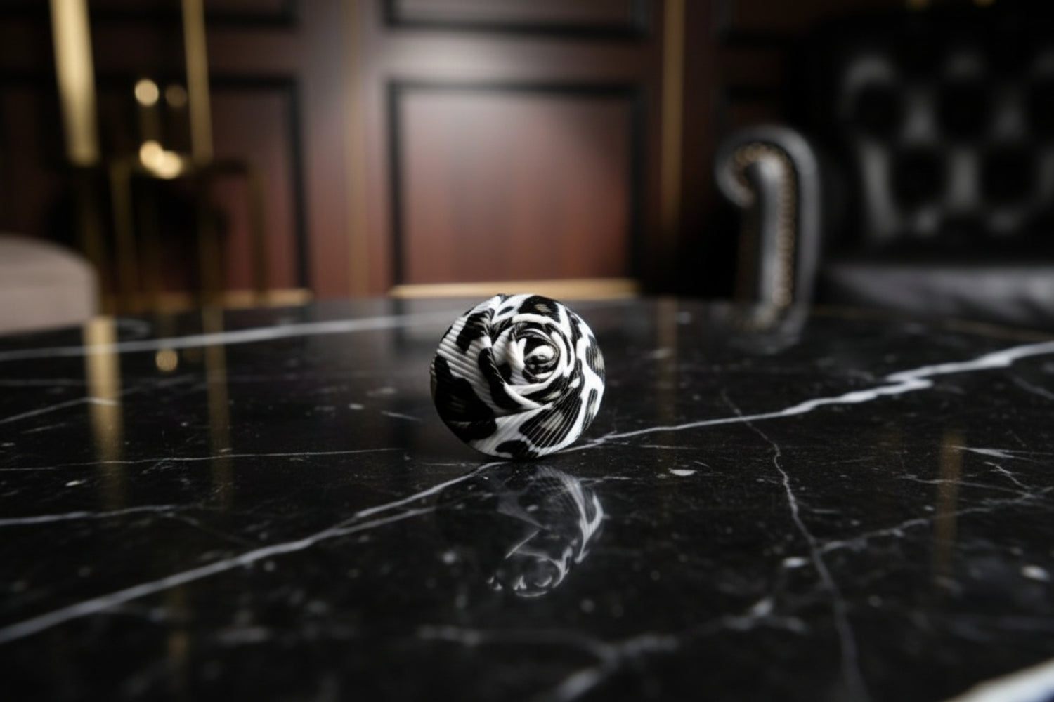 A White, Black Leopard Pattern Lapel Bud Flower