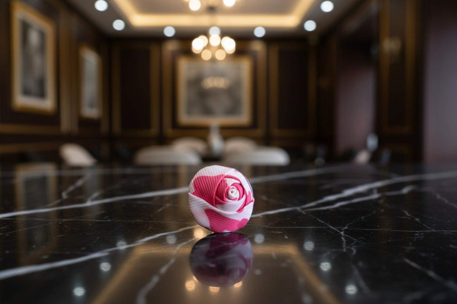 A Pink Camo Pattern Lapel Bud Flower