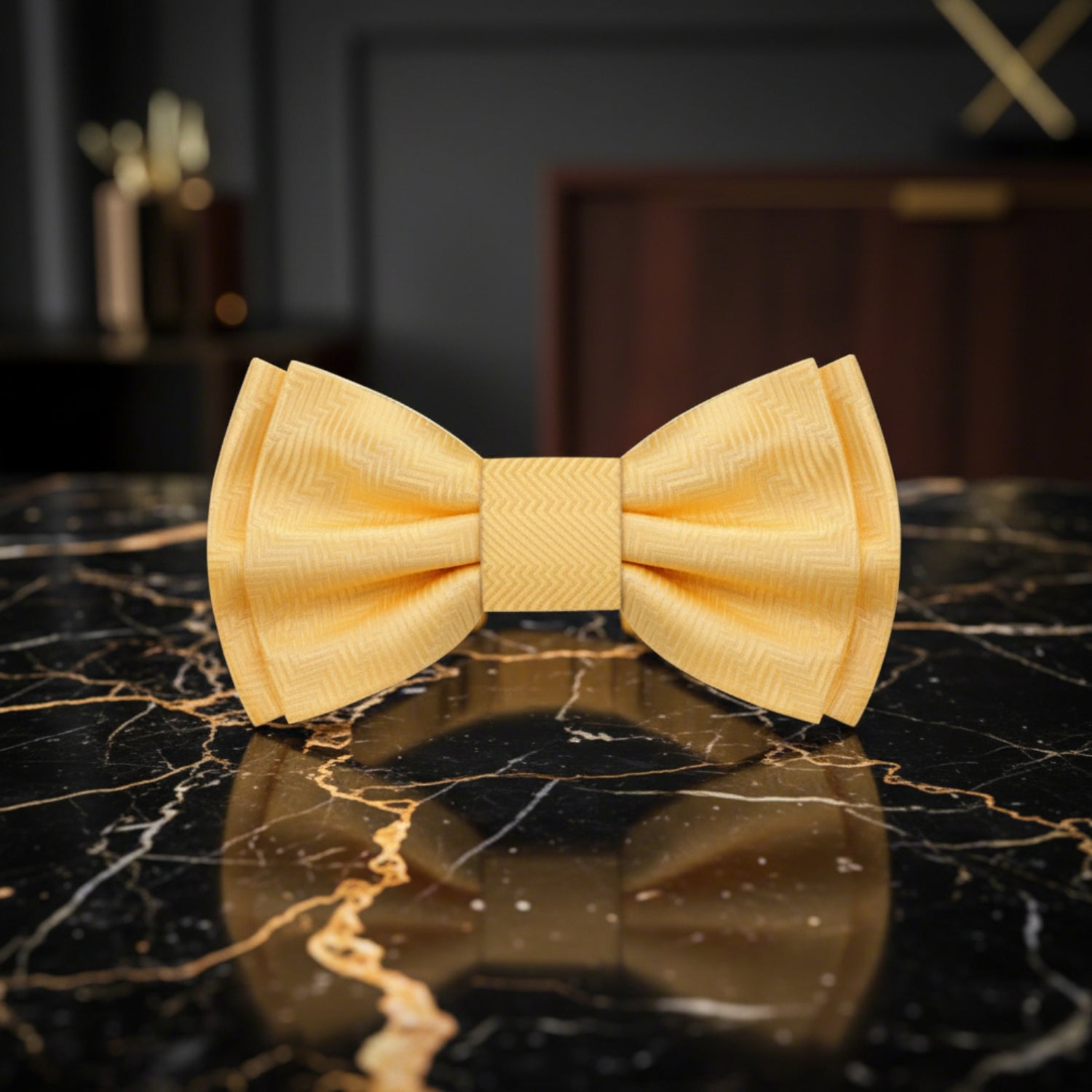 A Dandelion Yellow Solid Pattern Bow Tie 