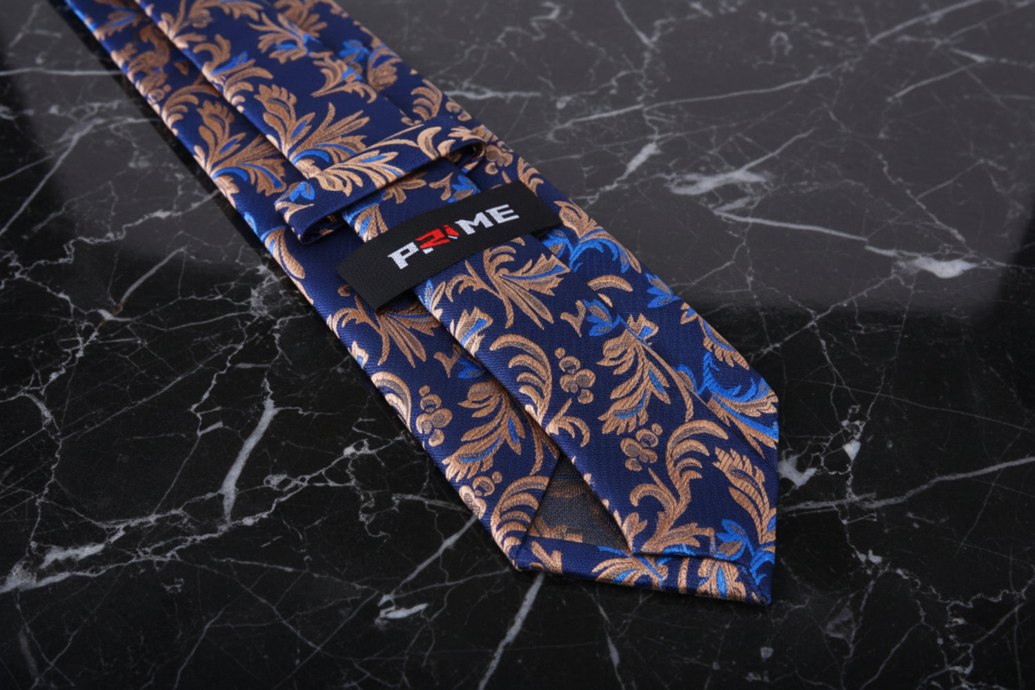 Shades of Blue and Brown Floral Vines Necktie Keep