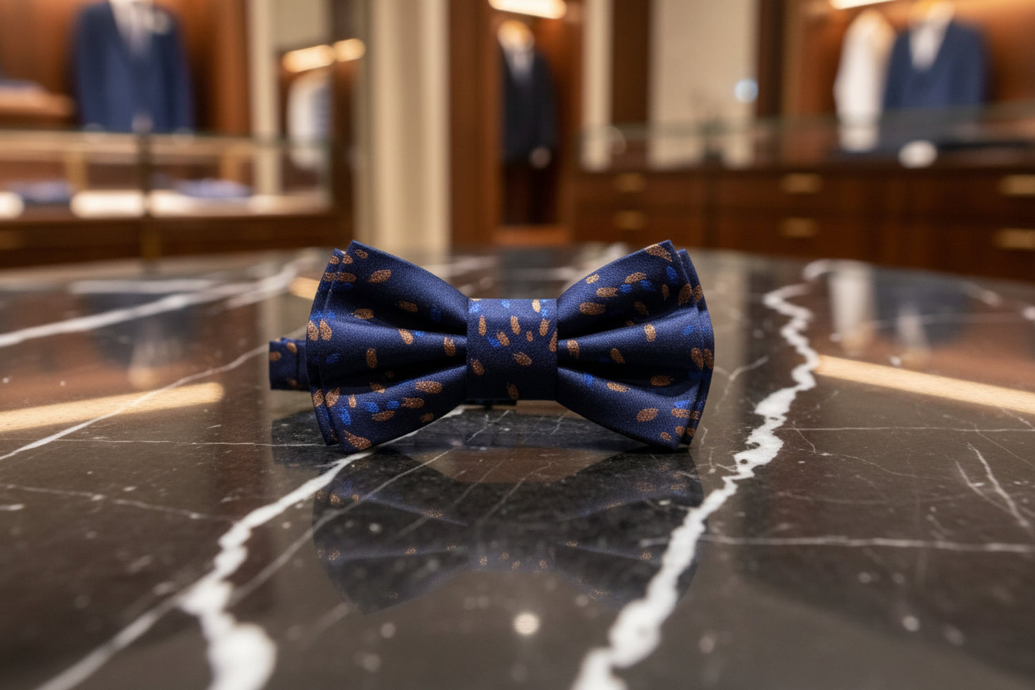 Dark Blue, Blue, Light Brown Comets Bow Tie 