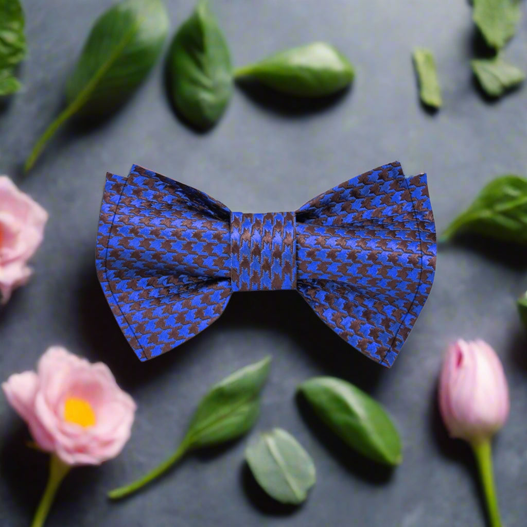 Blue Brown Geometric Bow tie