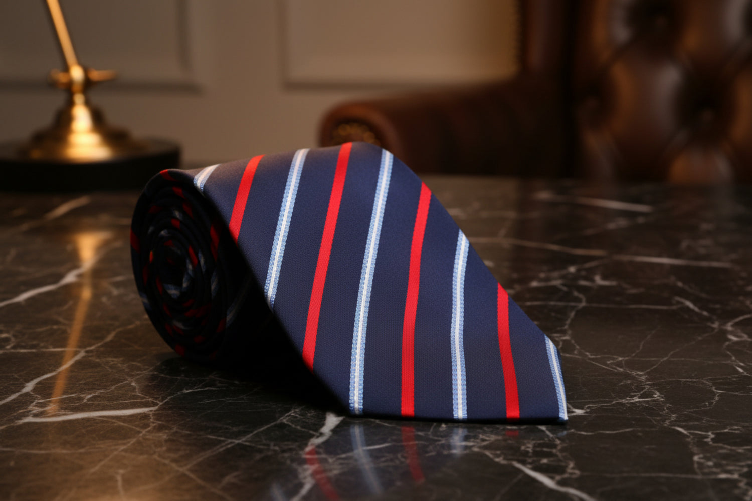 Blue, Red, Light Blue Stripe Tie