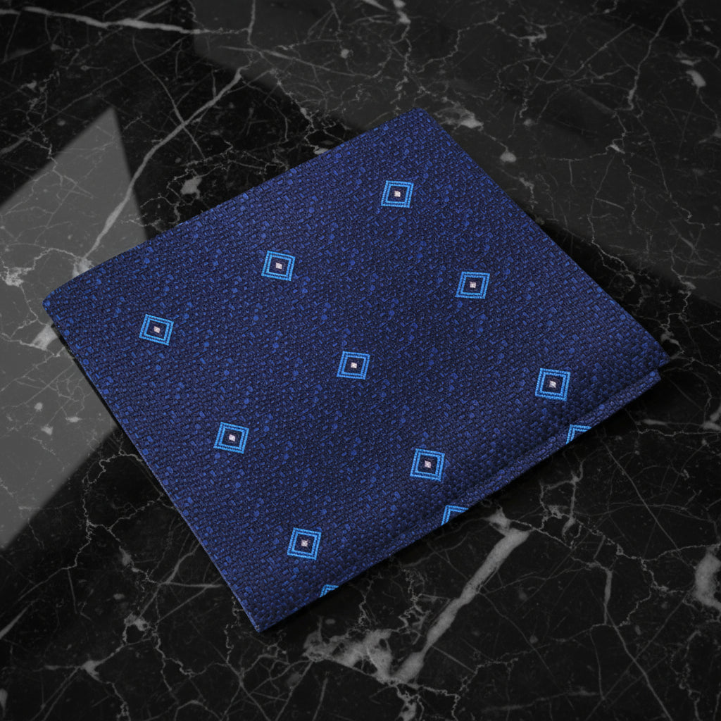 Deep Blue, Light Blue Small Geometric Squares Pocket Square