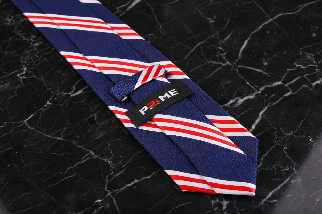 Dark Blue, Red Stripe Tie Keep