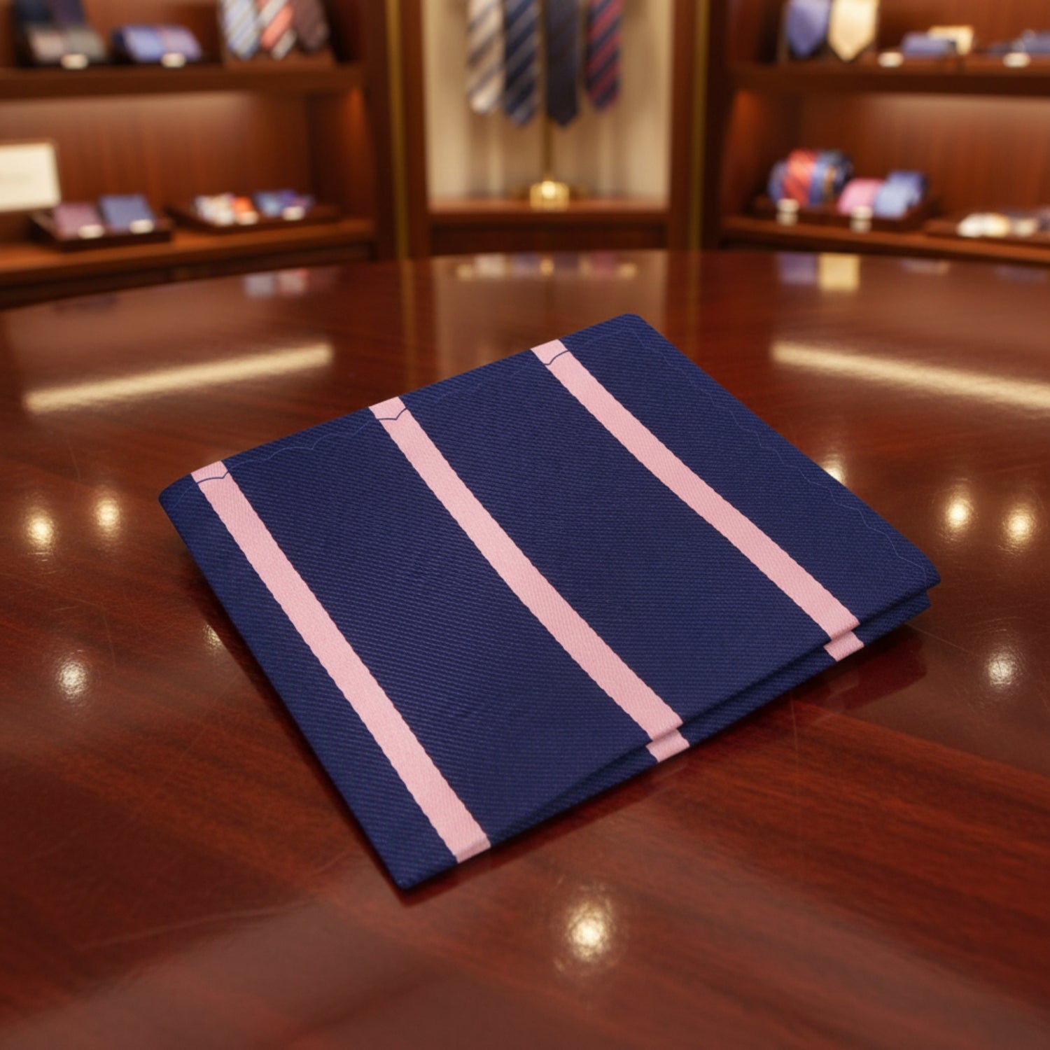 Blue, Pink Stripe Pocket Square