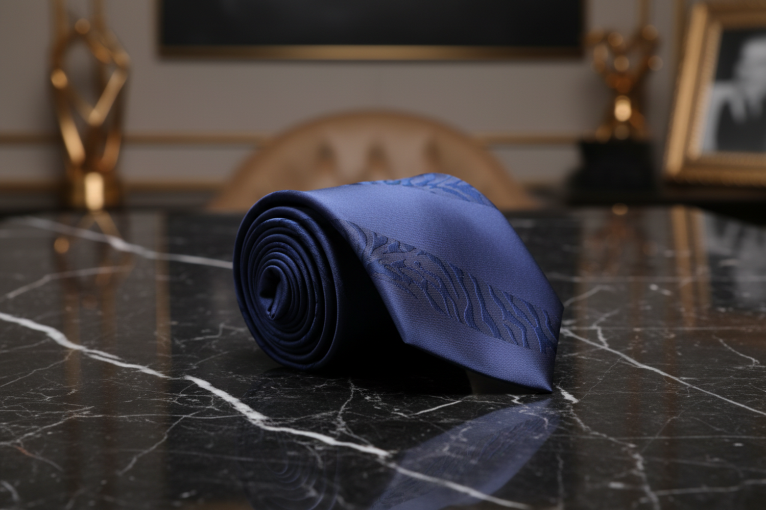 Dark Blue Tiger Tie  