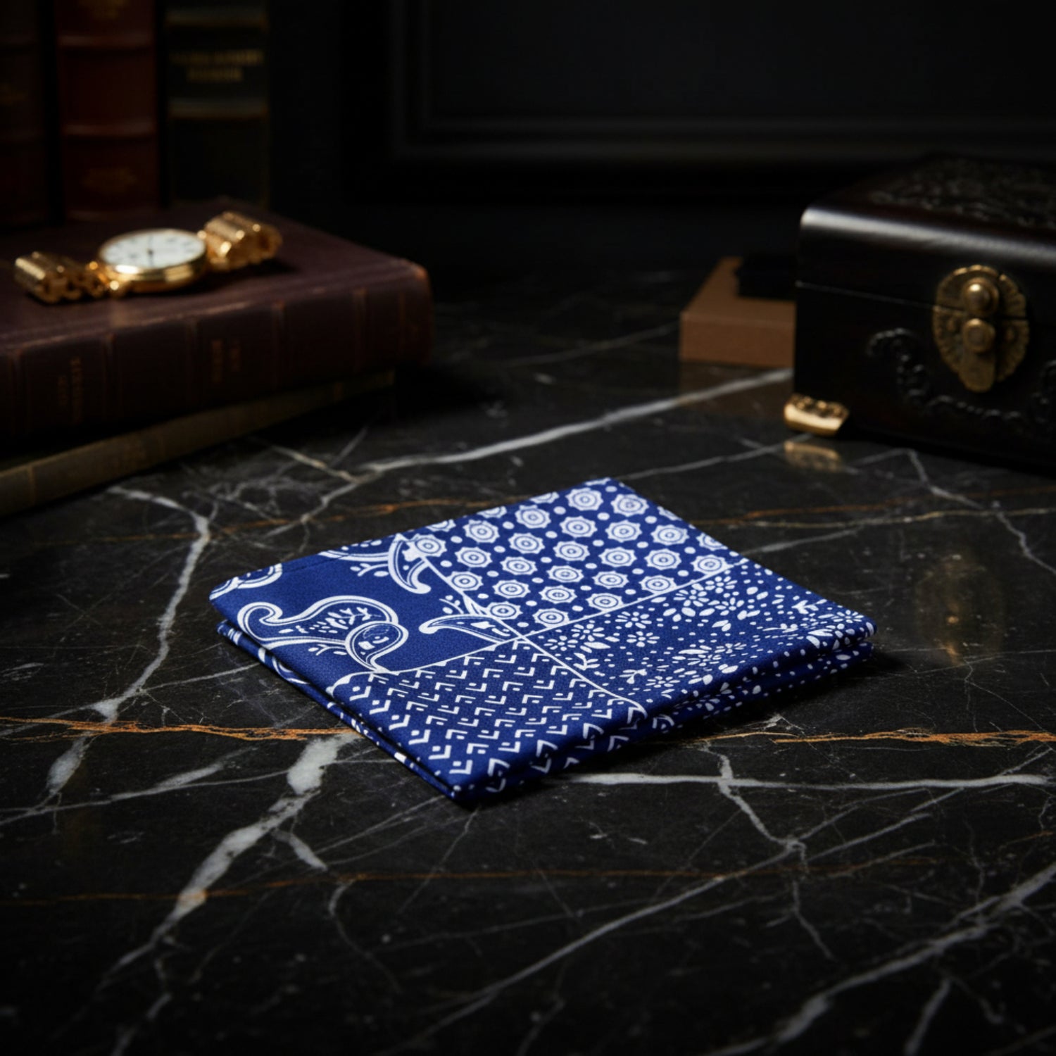Royal Blue Patchwork Pocket Square