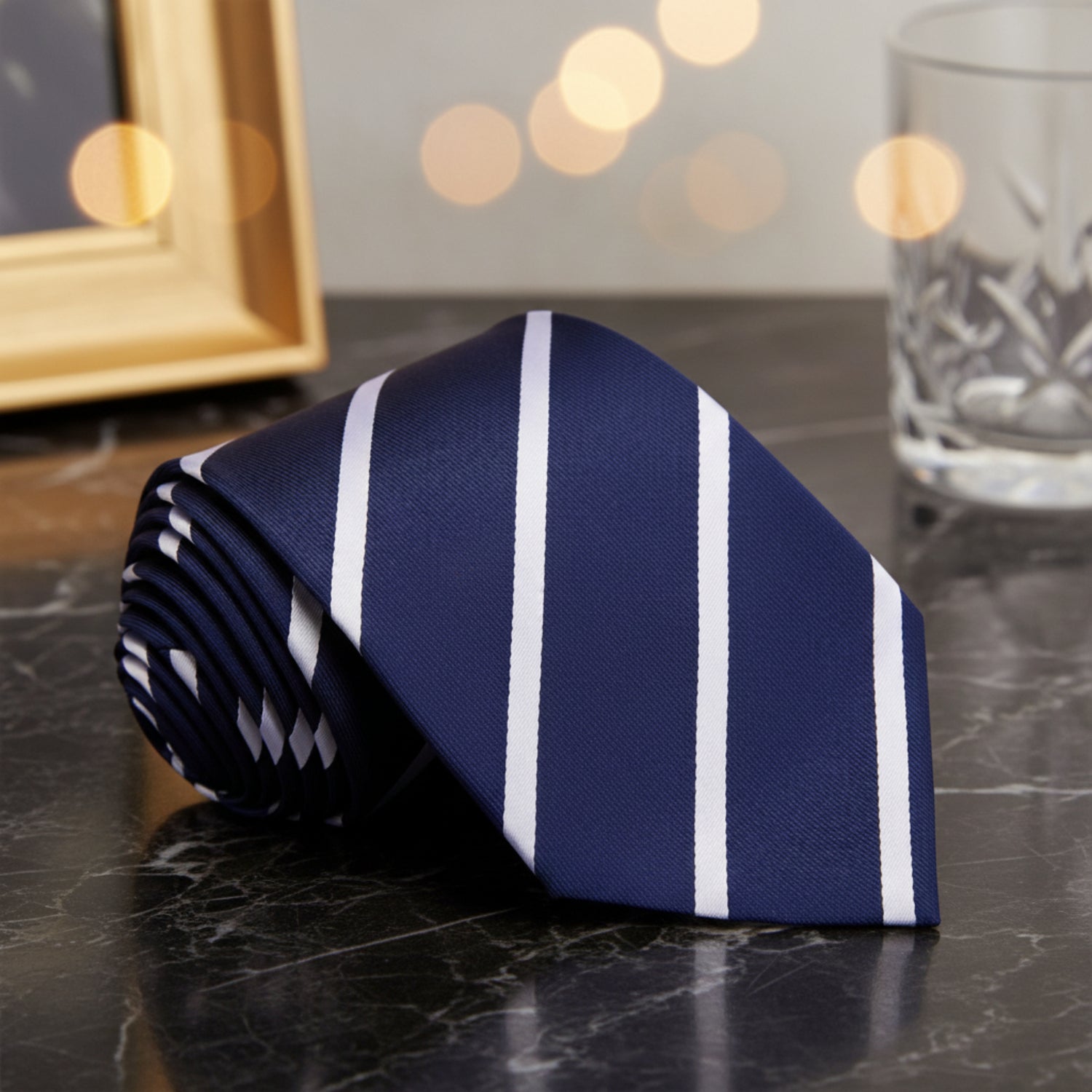 Blue with White Stripe Necktie  