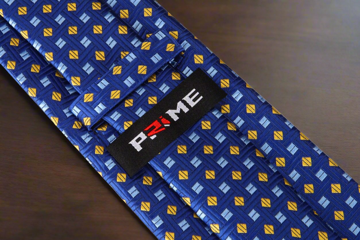Blue, Light Blue, Yellow Geometric Shapes Tie Keep