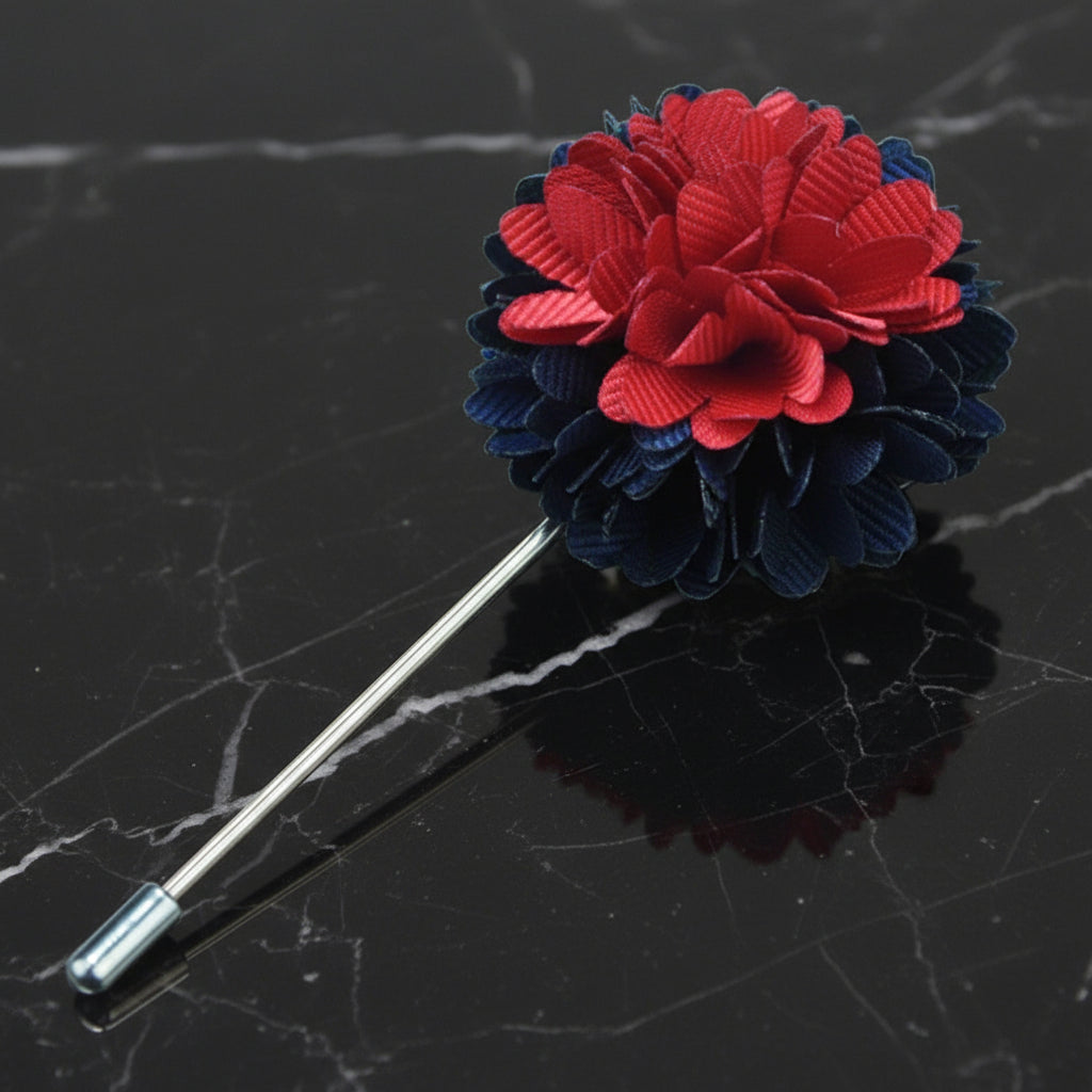 Blue/Red Floral Lapel Pin