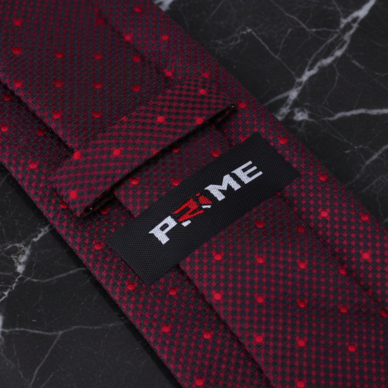 Dark Red, Red, Black Geometric Check with Polka Dot Tie Keep