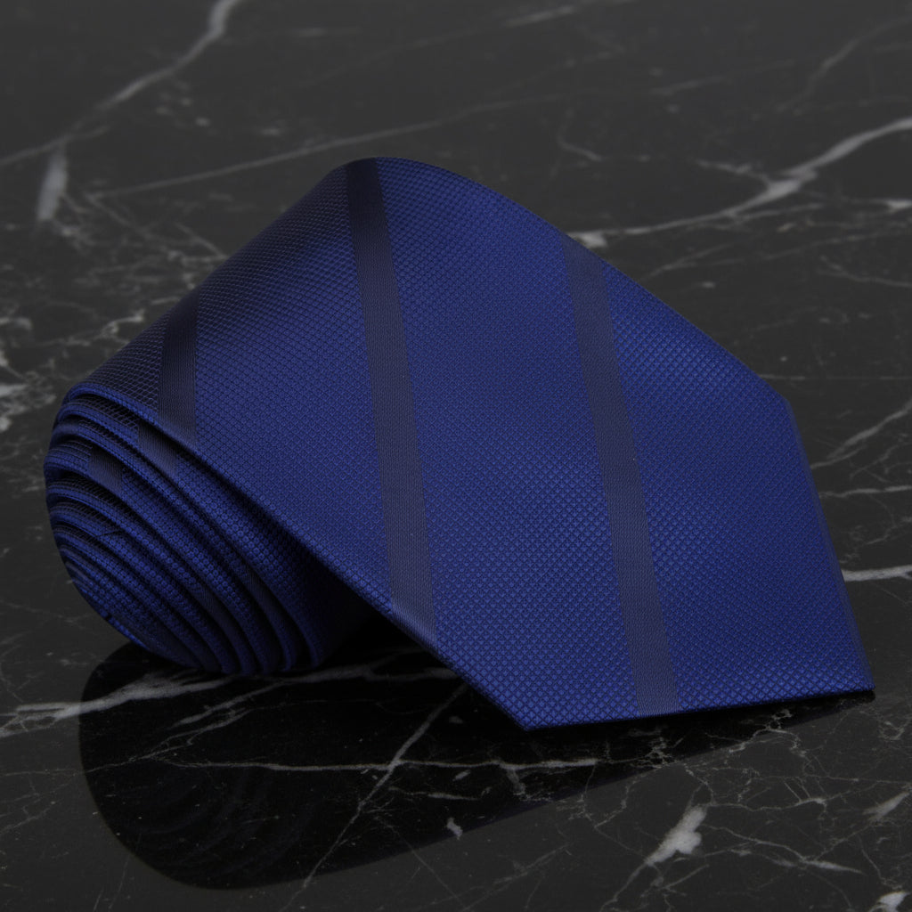 Single Tie: Deep Blue Stripe Necktie 