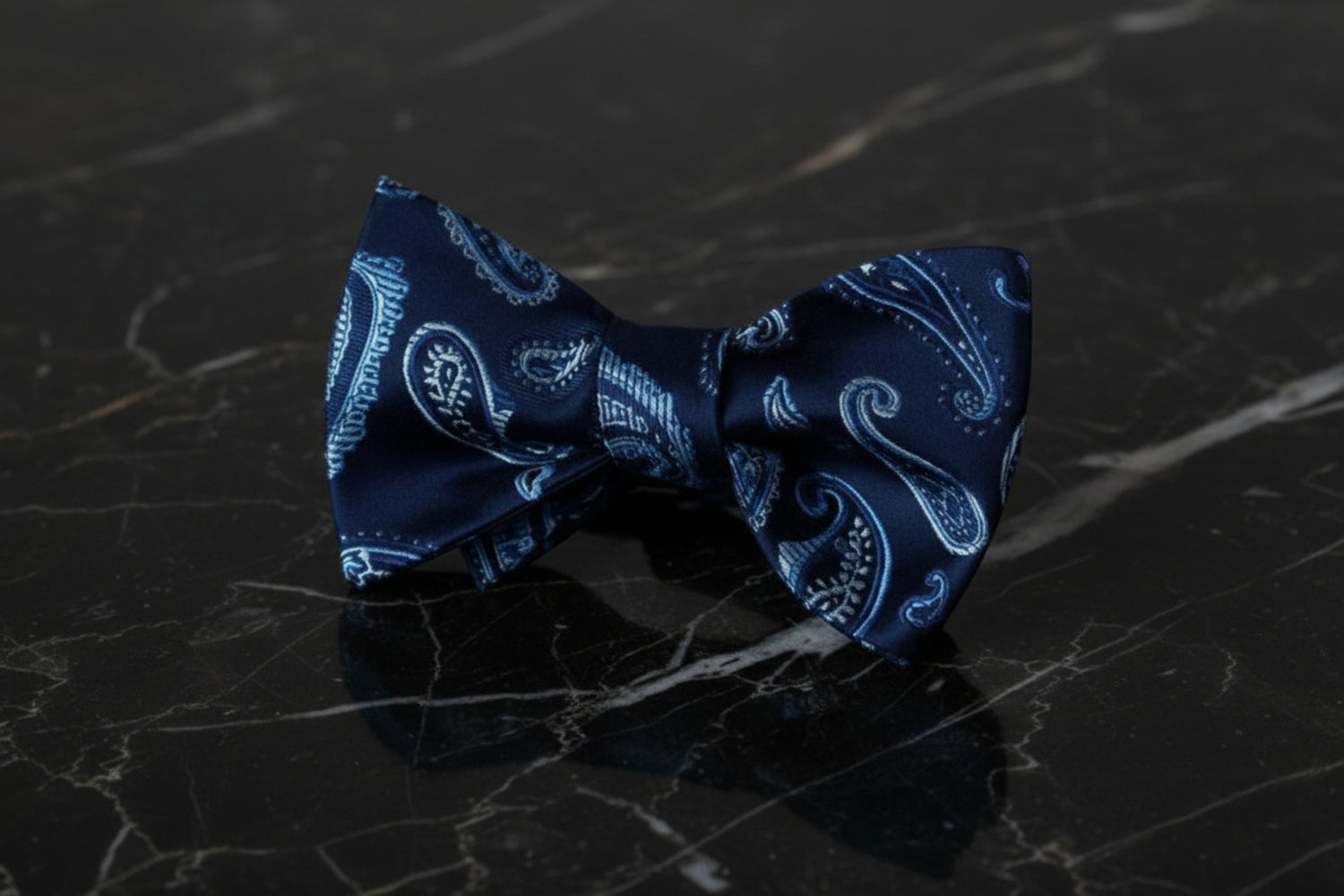 Blue Paisley Bow Tie