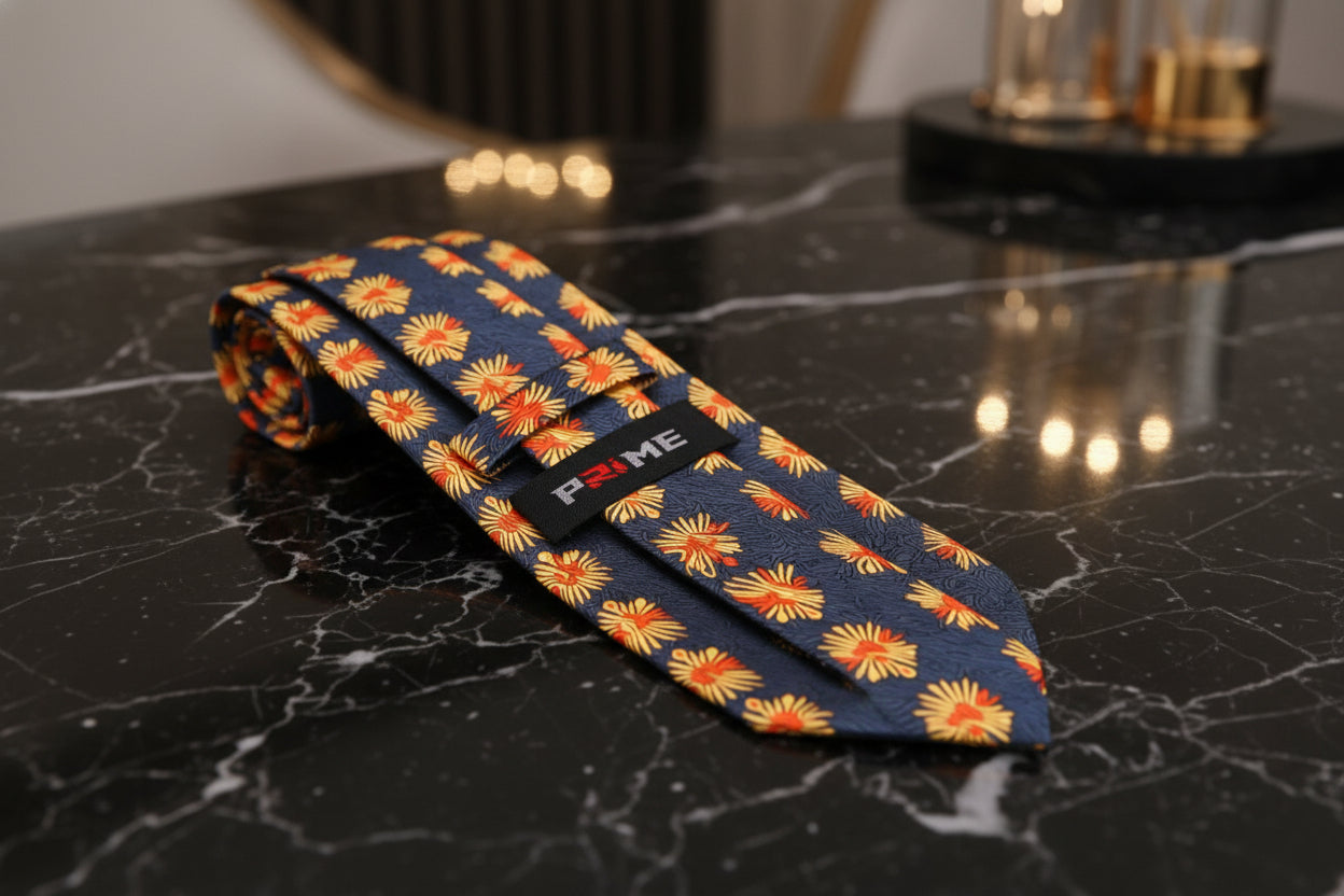 Tie Keep: Grey, Yellow, Orange Abstract Tie  