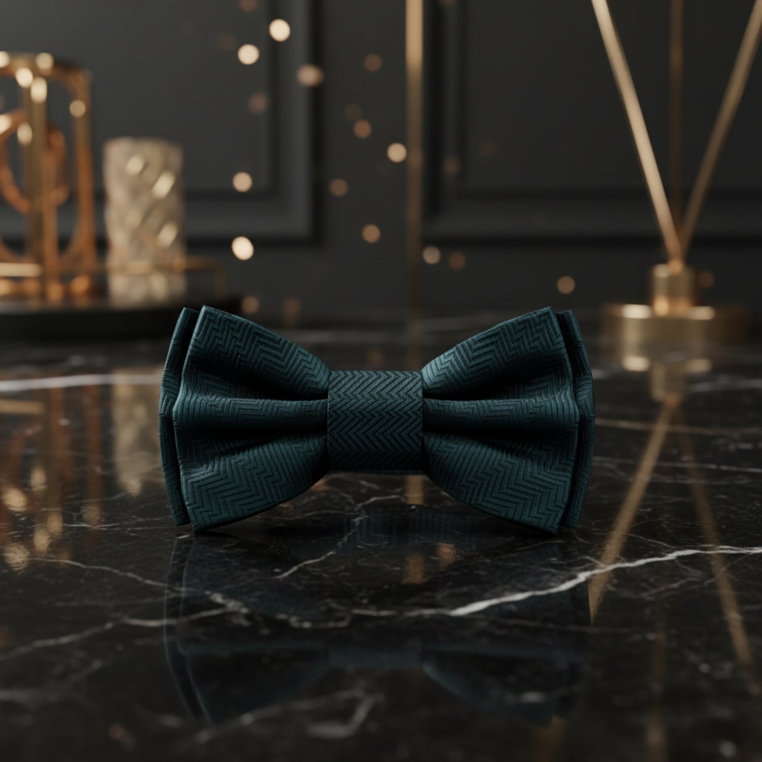 A Solid Deep Pine Green Pattern Self Tie Bow Tie