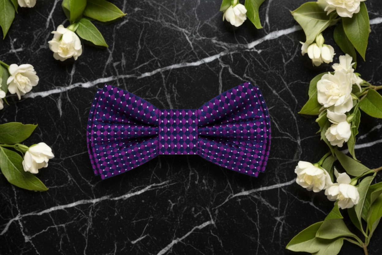 Purple Diamonds Bow Tie  