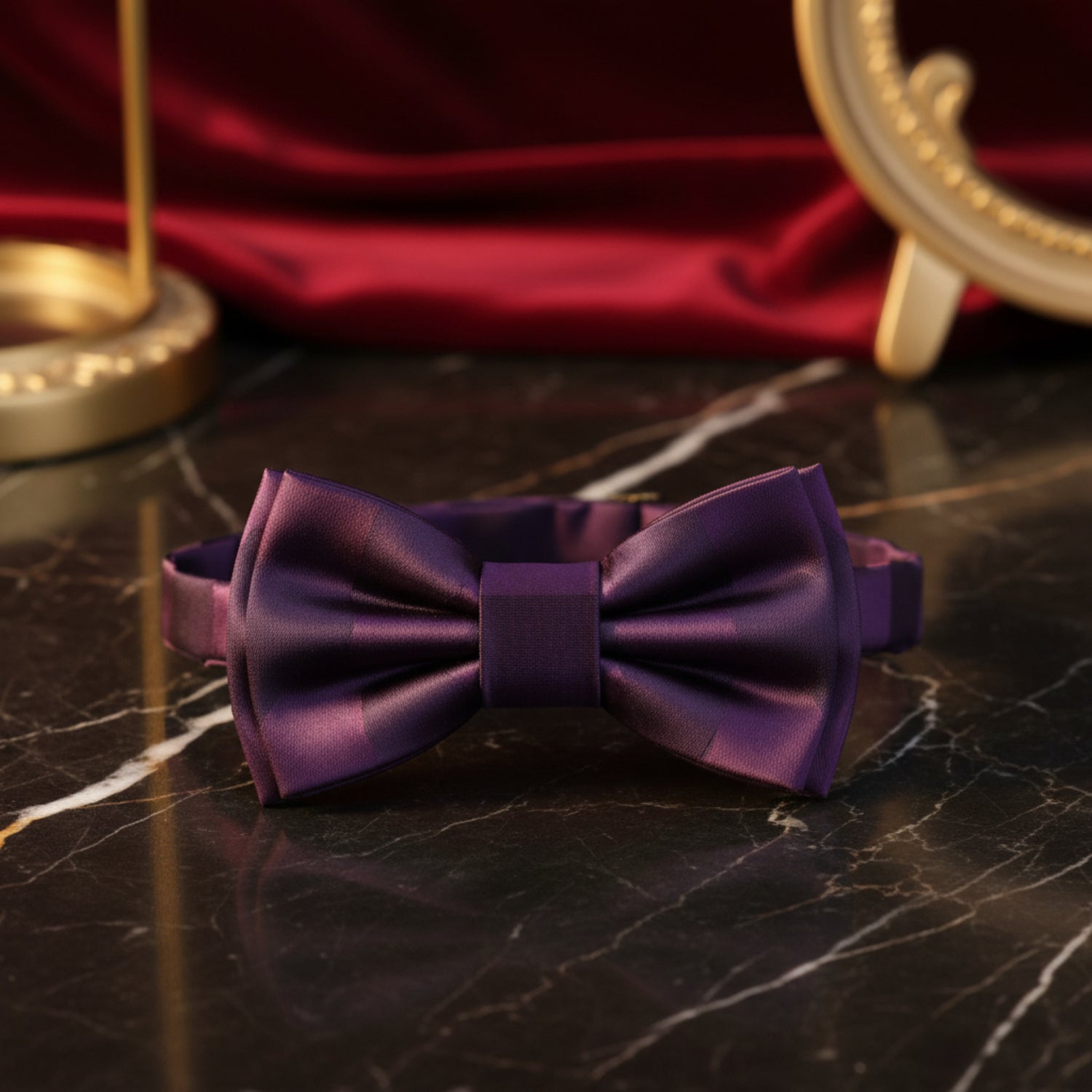 Deep Purple Stripe Bow Tie Pre Tied
