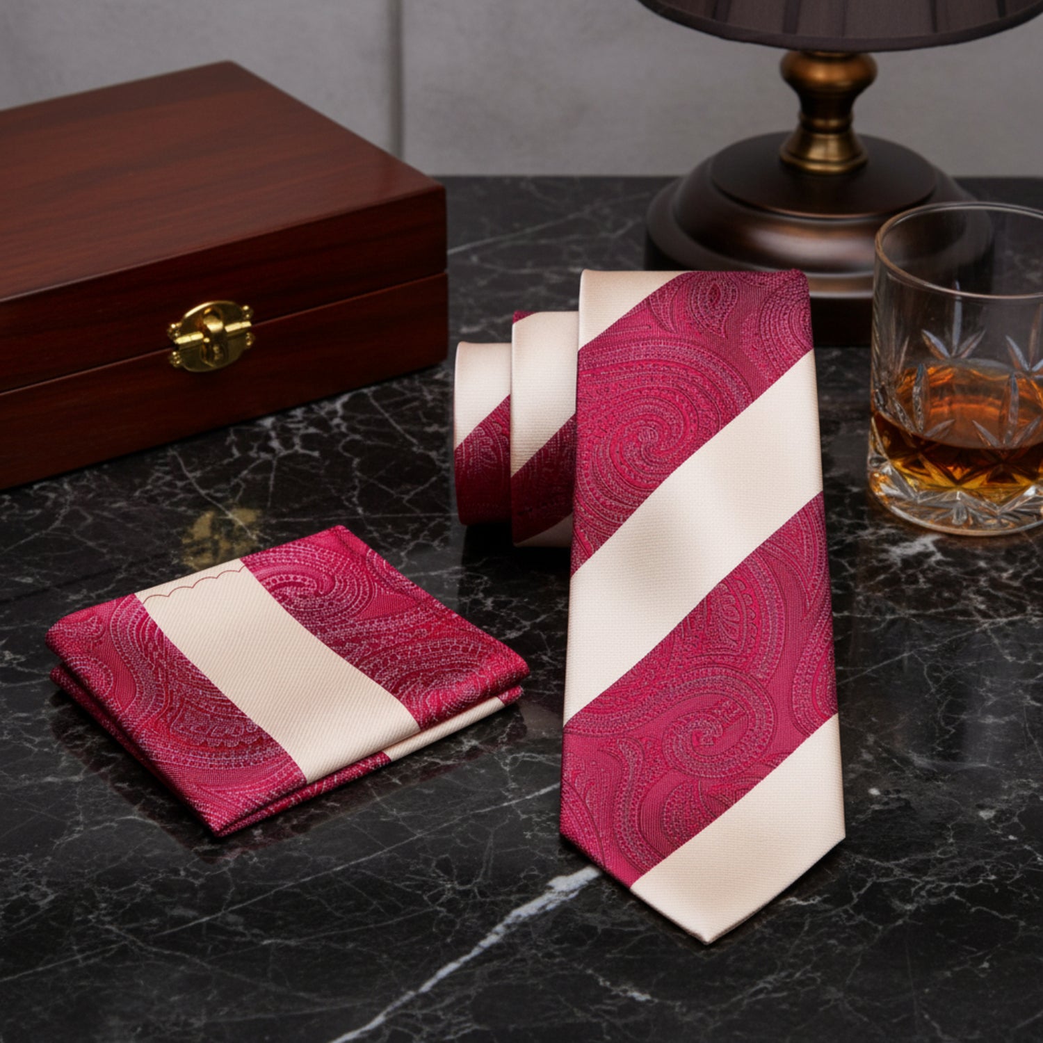 Alt View: Plum Dust Paisley Tie and Square