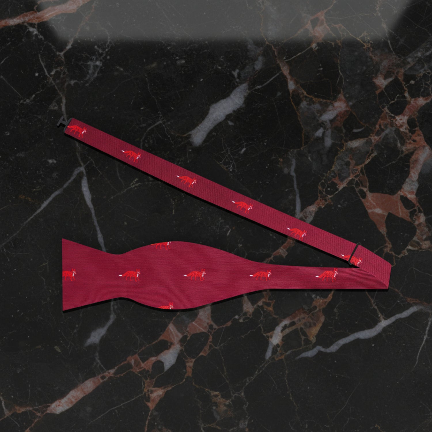 A Deep Red, Red Fox Bow Tie Untied