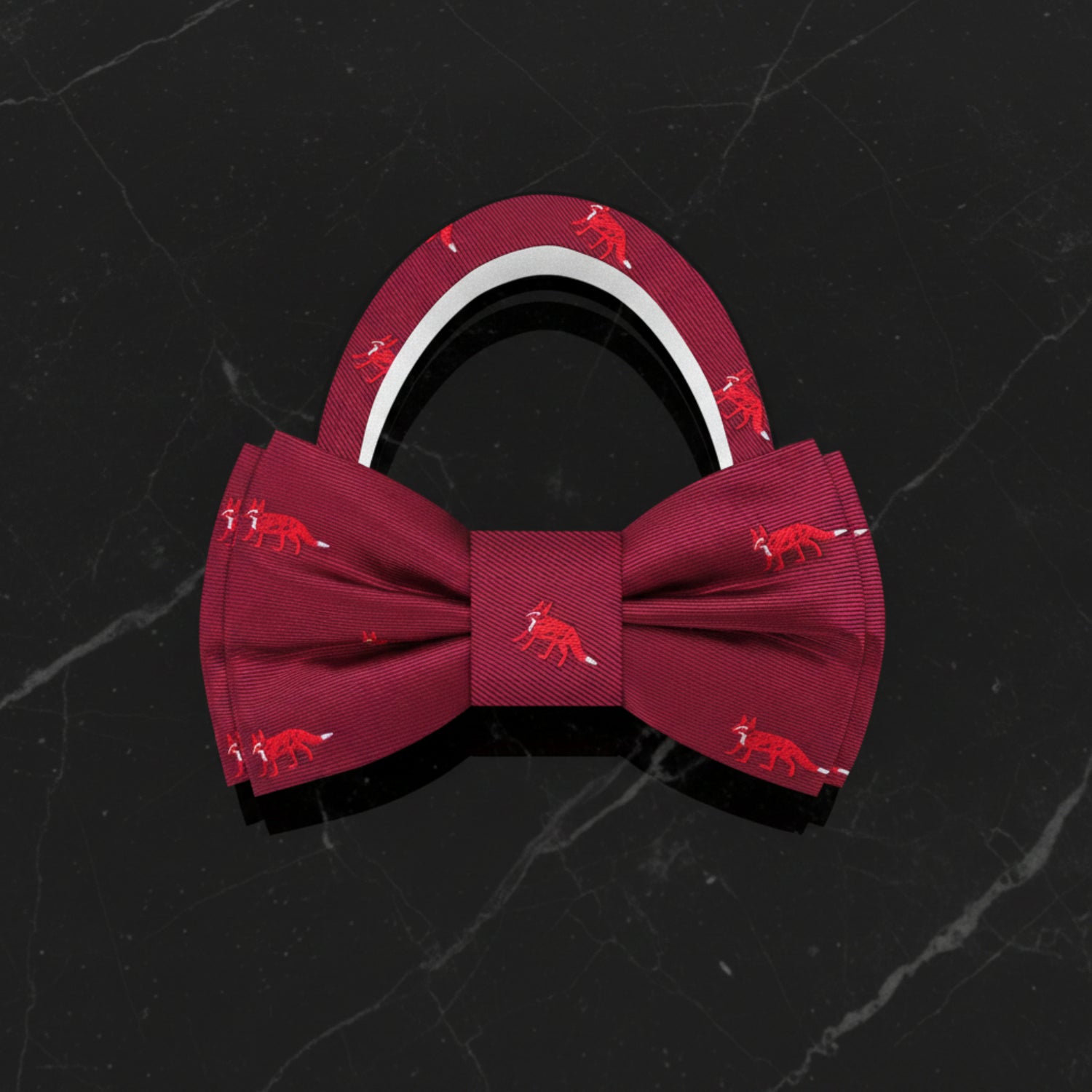 A Deep Red, Red Fox Bow Tie Pre Tied