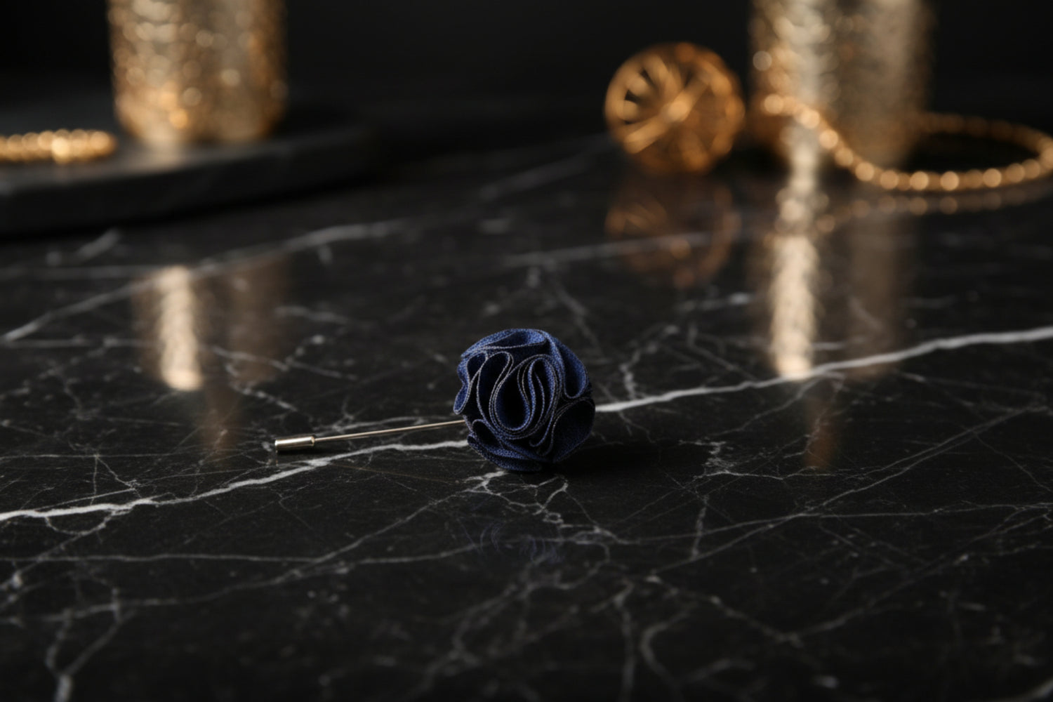 A Deep Blue Leafy Petal Flower Shaped Lapel Pin