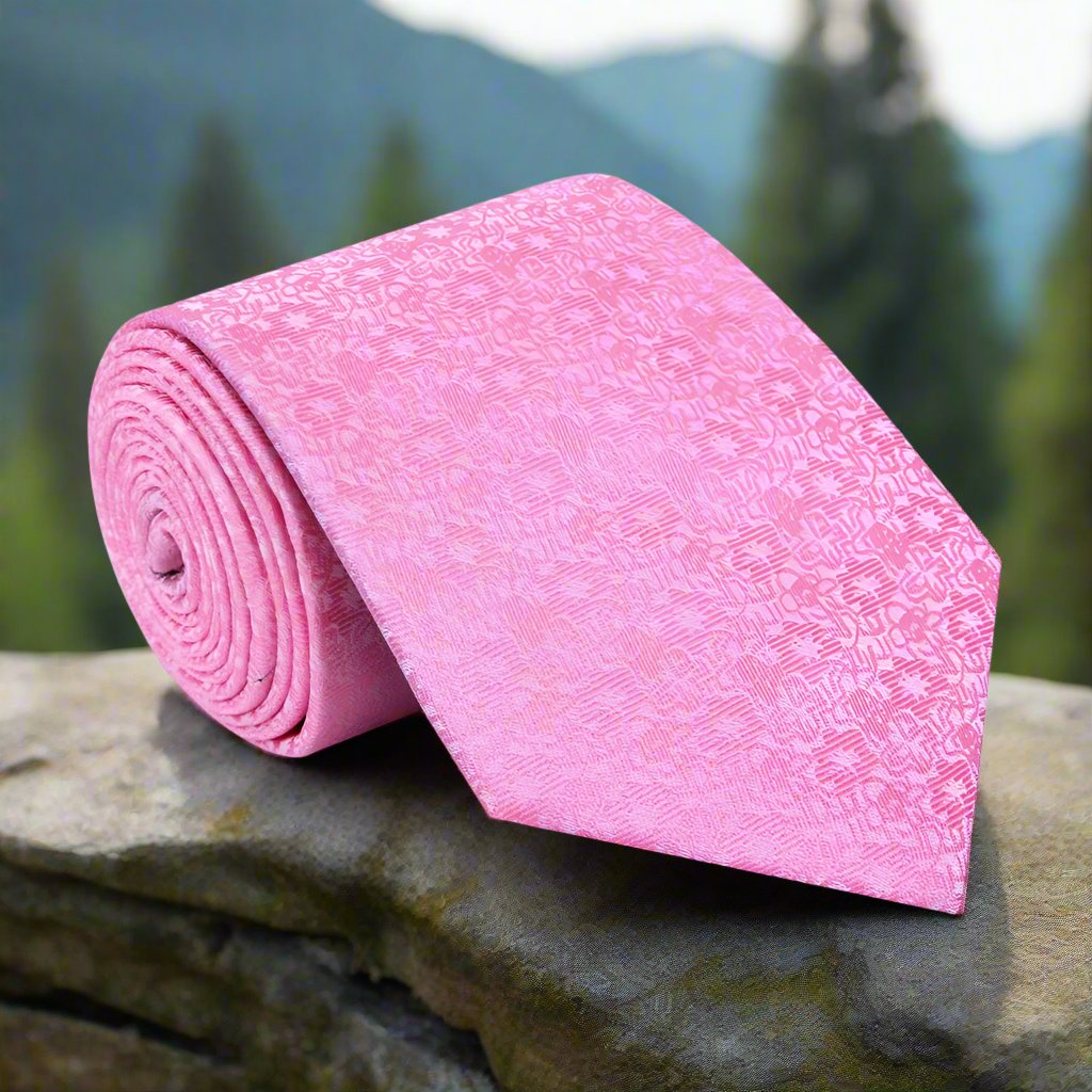 A Solid Pink Shimmer Pattern Necktie ||Pink