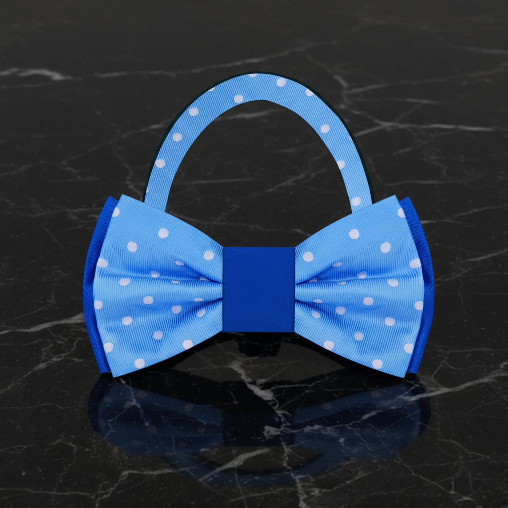 Pre Tied: Shades of Blue Polka, White Polka/Solid Bow Tie  