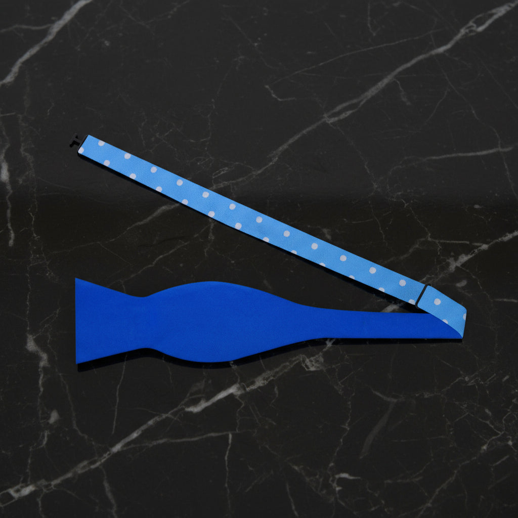Self Tie: Shades of Blue Polka, White Polka/Solid Bow Tie 