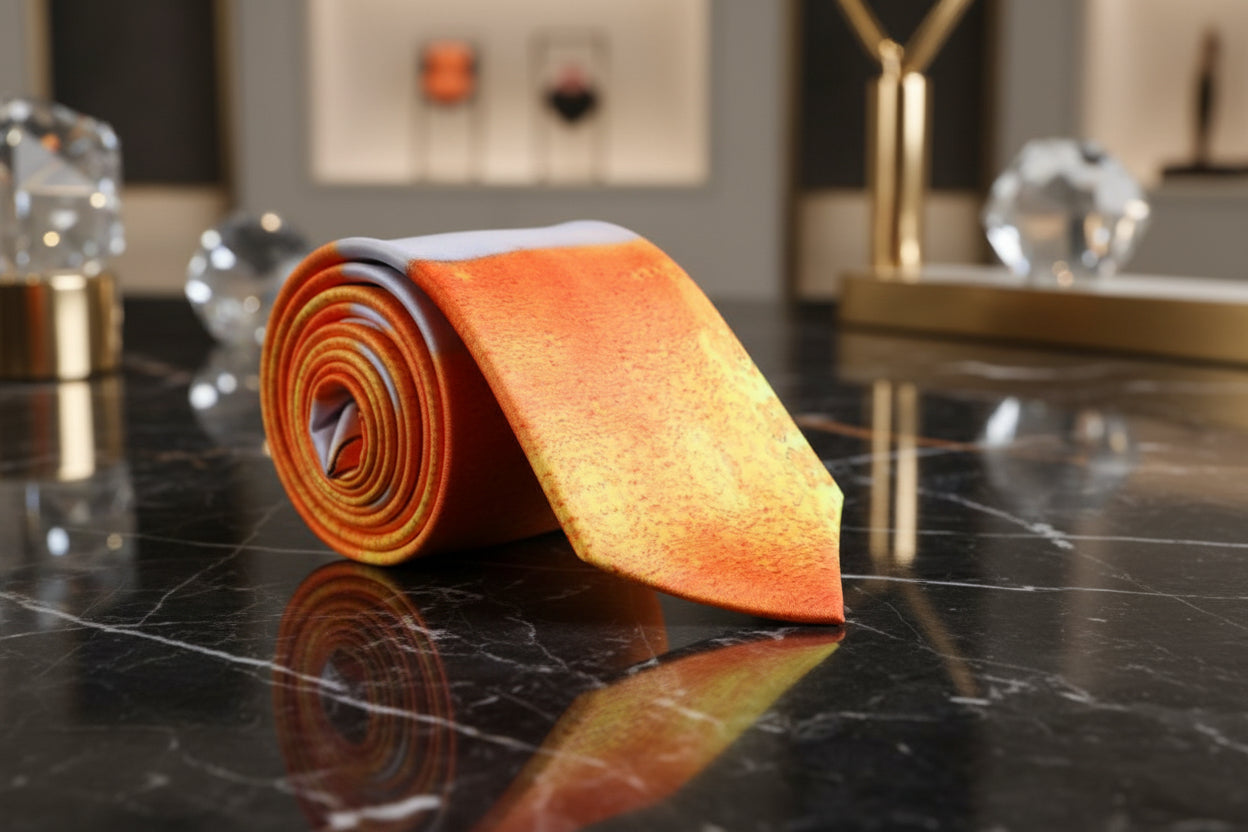 Orange, White Fresh Draft Beer Tie  