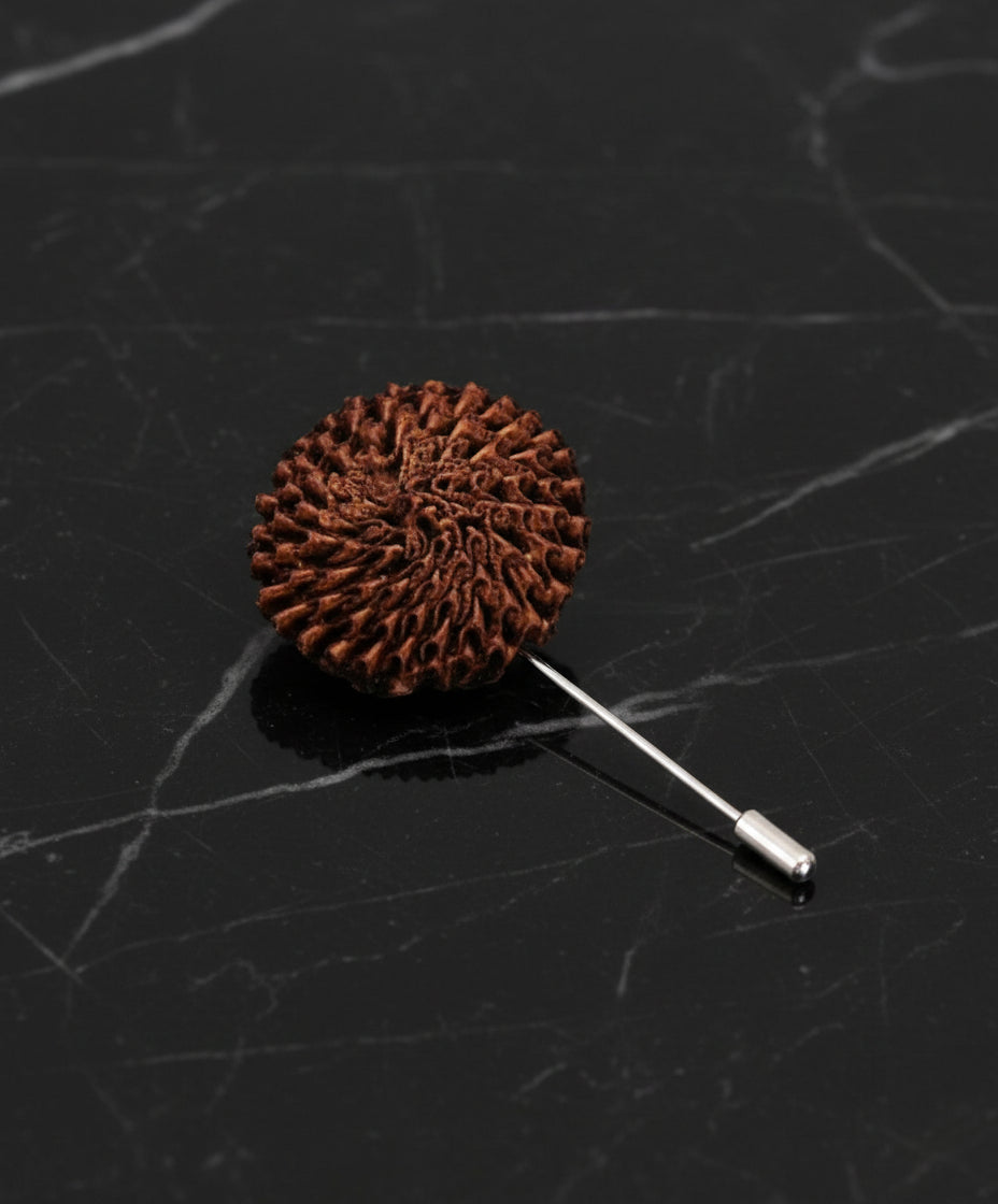 A Solid Brown Intricate Fancy Burst Lapel Pin||Brown