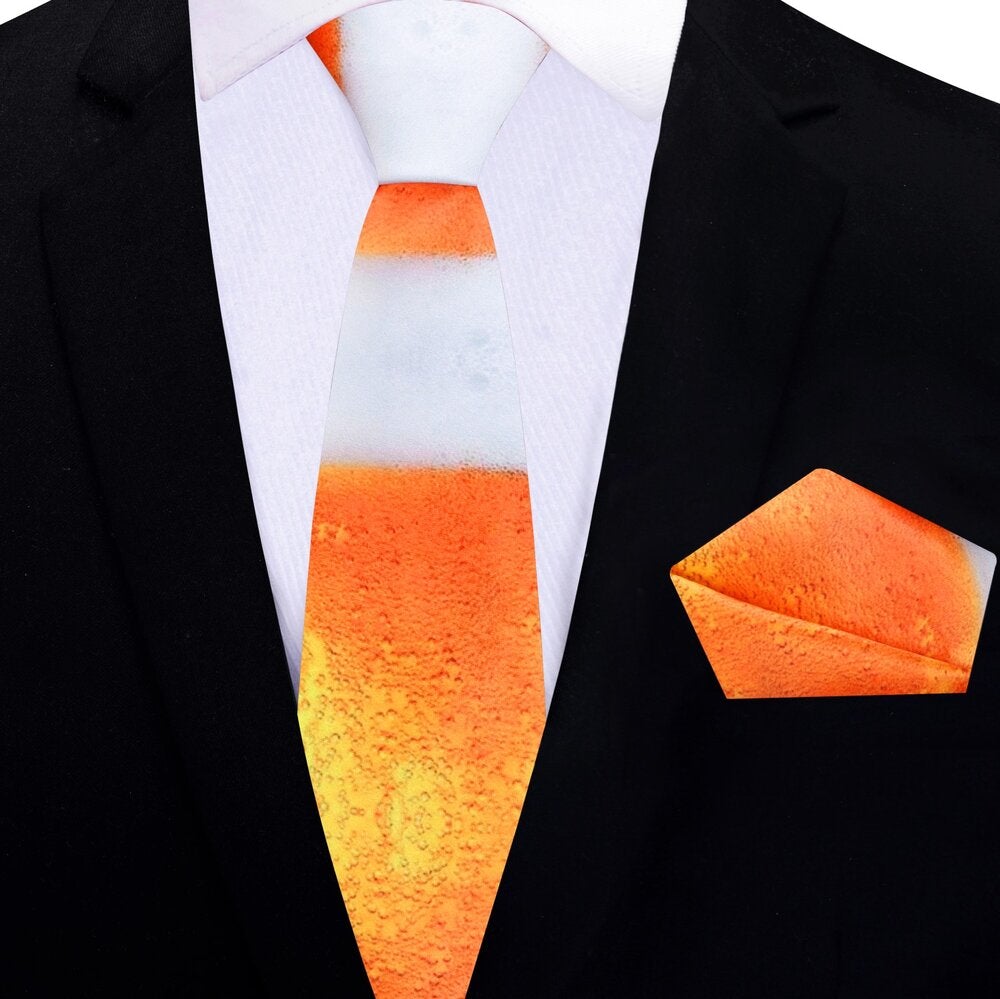 Thin Tie View; Fresh Draft Beer Tie and Pocket Square