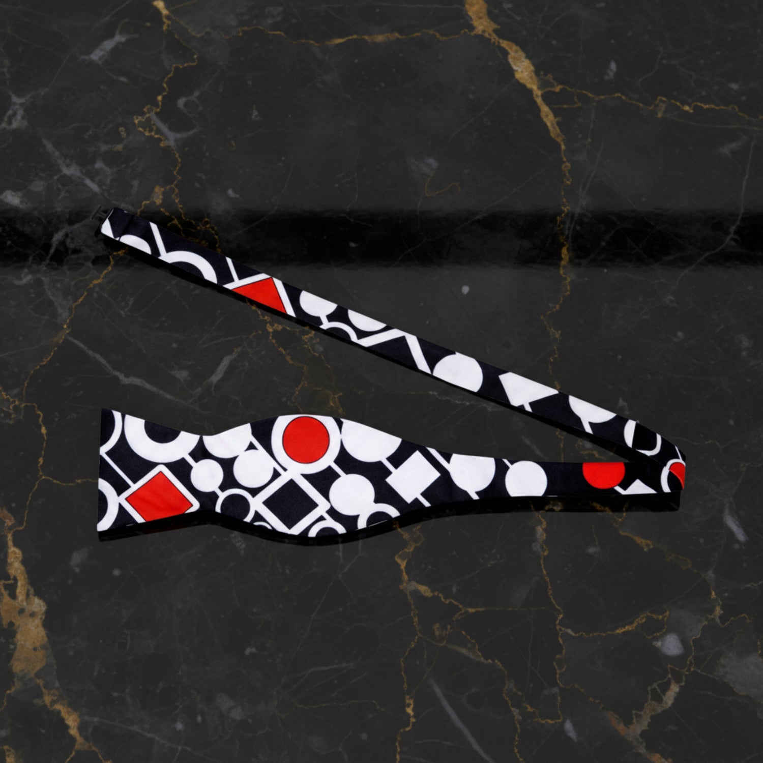 Black, Red, White Abstract Bow Tie Untied