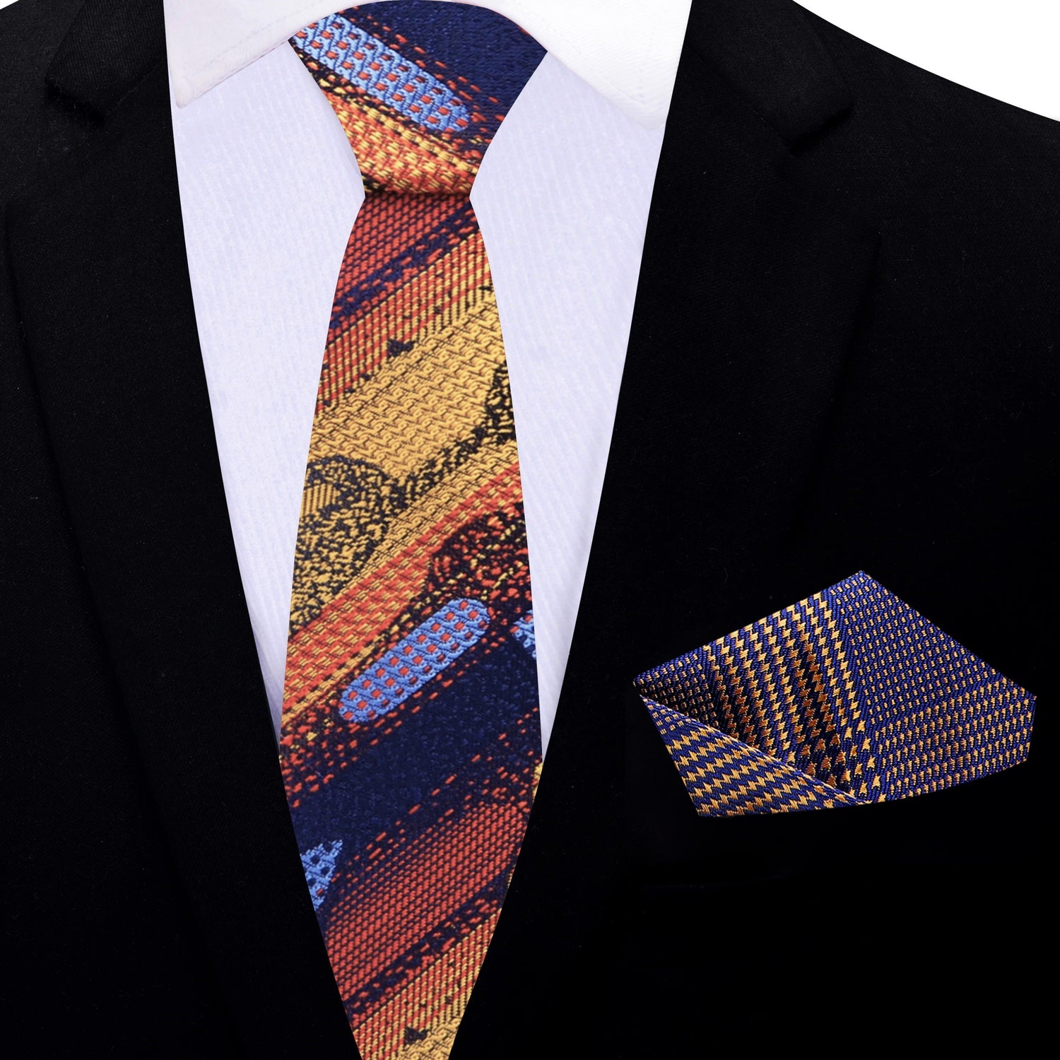 Colorful thin tie and accenting square